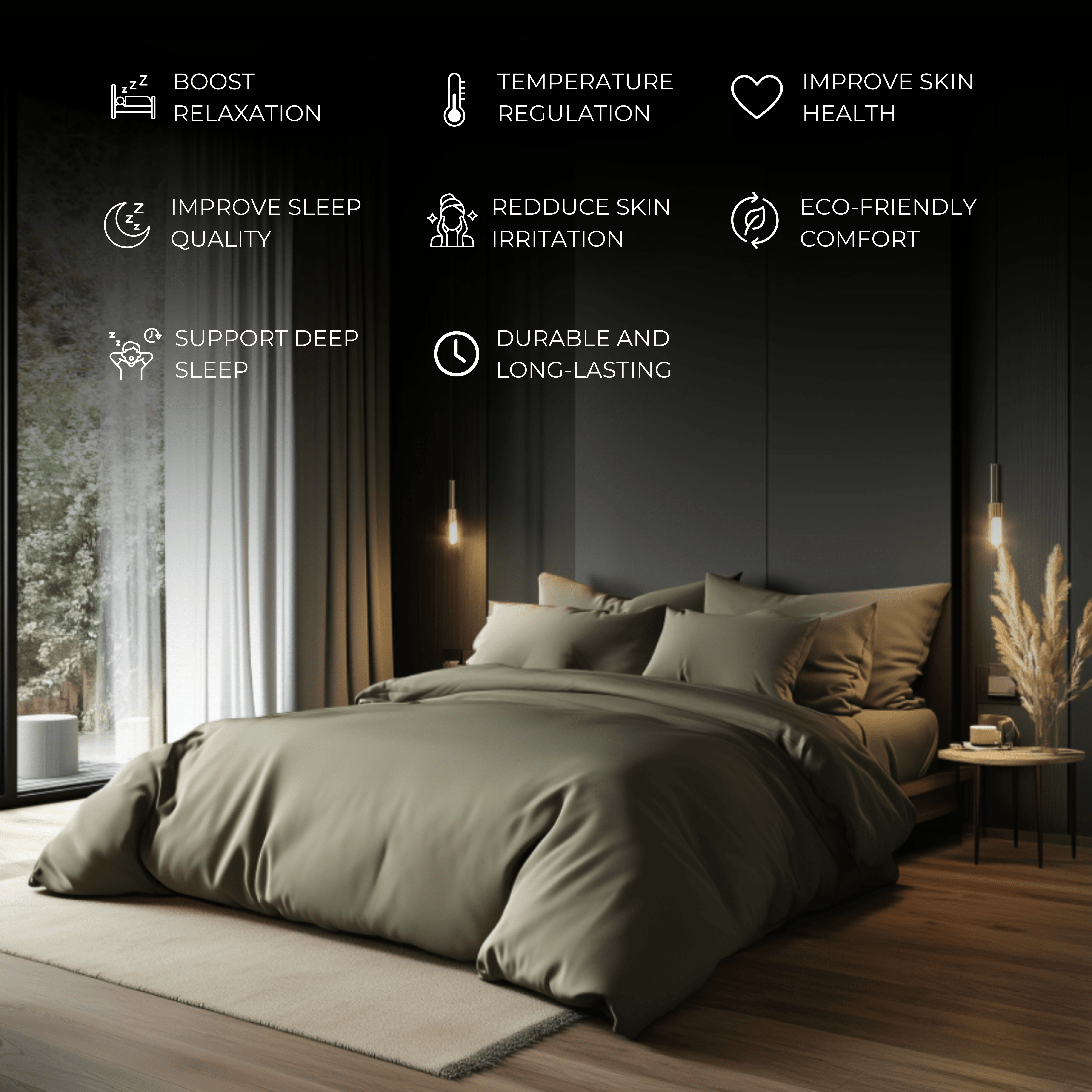 Rest® – Dark Gray Eucalyptus Lyocell Bedding Set